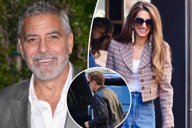 George Clooney debuts new hair colour whereas out to lunch with spouse Amal
