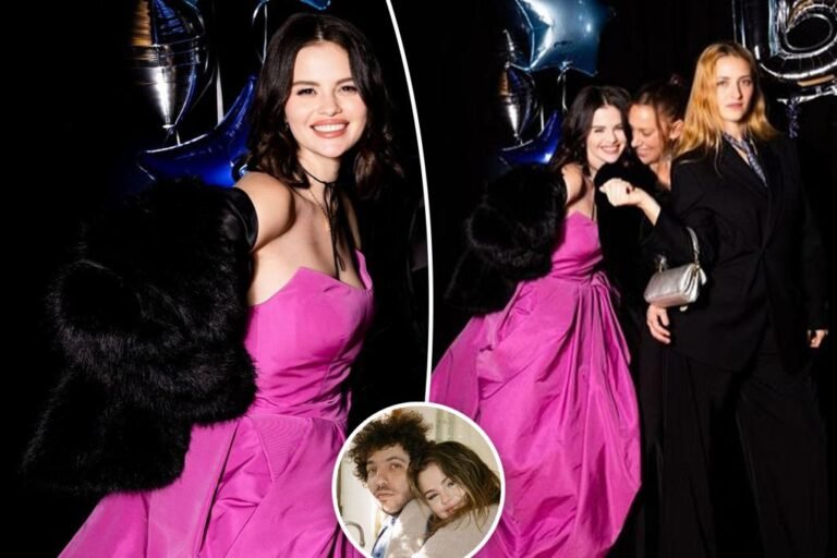 Selena Gomez goes full promenade queen in K costume for fiancé Benny Blanco’s celebration