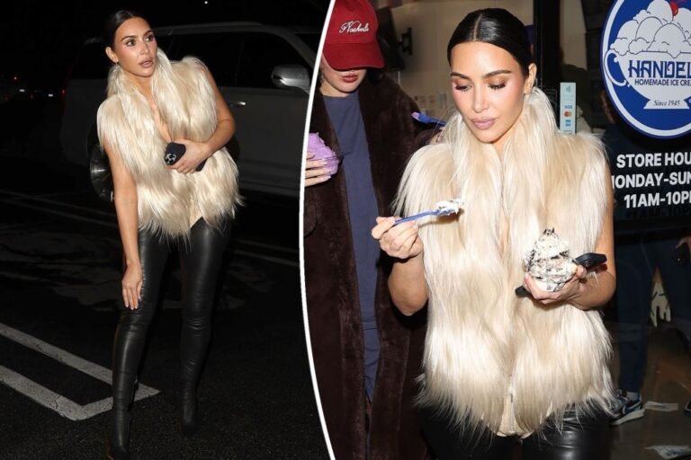 Kim Kardashian grabs ice cream in hair-raising vest and leather-based pants