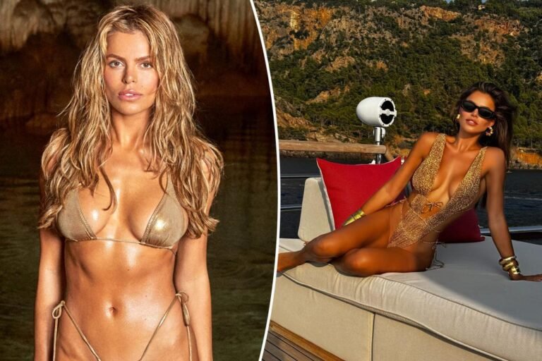 Brooks Nader poses for Sports activities Illustrated Swimsuit Subject 2025 in barely-there gold bikini Brooks Nader poses for Sports activities Illustrated Swimsuit Subject 2025 in barely-there gold bikini