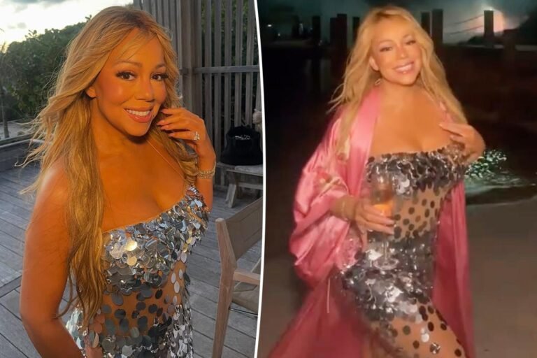 Mariah Carey celebrates 56th birthday in silver sequined costume