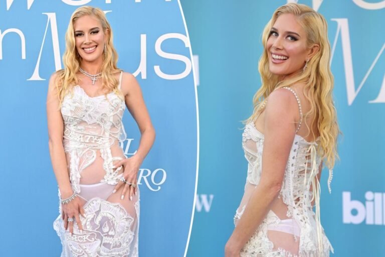 Heidi Montag flashes her underwear in white lace gown on Billboard Ladies in Music 2025 crimson carpet