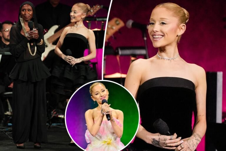 Ariana Grande ditches Glinda’s signature pink at CinemaCon ‘Depraved: For Good’ trailer screening Ariana Grande ditches Glinda’s signature pink at CinemaCon ‘Depraved: For Good’ trailer screening