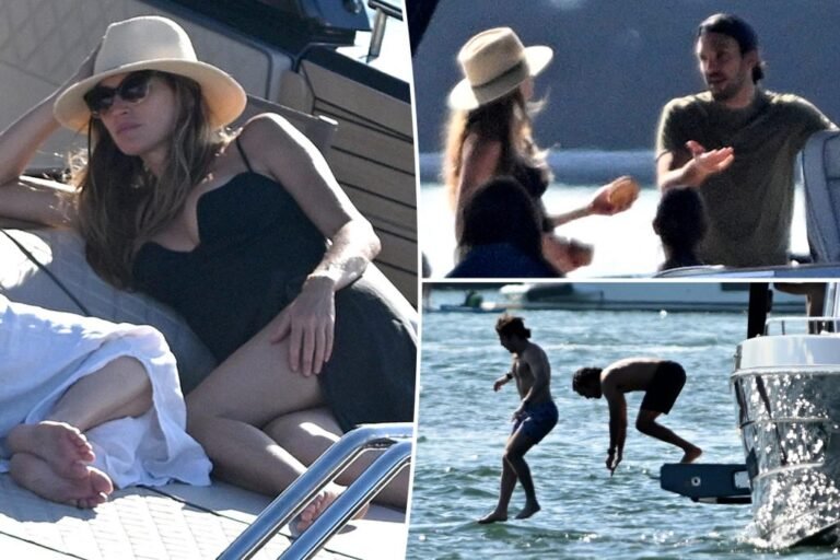 Gisele Bündchen wears low-cut swimsuit on yacht with Joaquim Valente