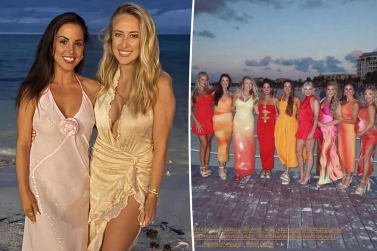 Brittany Mahomes hits the seaside in plunging butter yellow gown with super-high slit