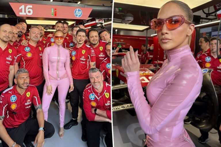 Jennifer Lopez goes full Energy Ranger in skintight pink catsuit at F1 Saudi Arabian Grand Prix