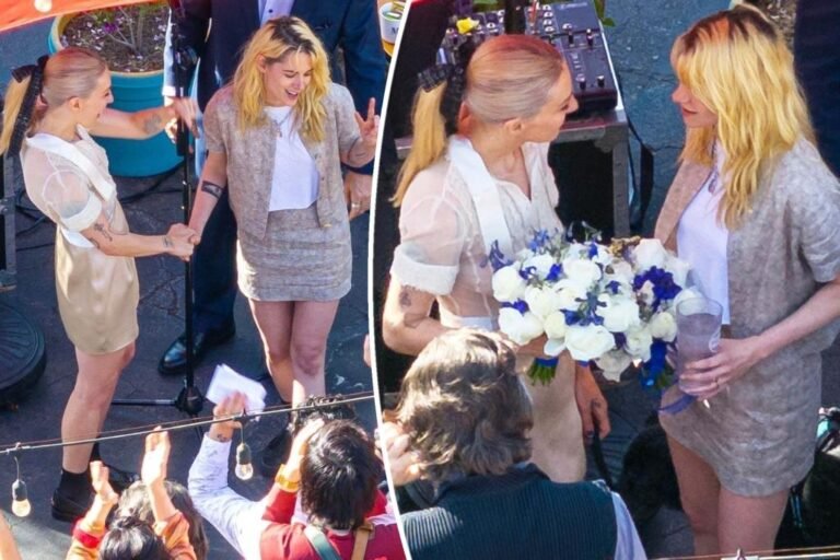 Kristen Stewart wore white T-shirt for Dylan Meyer wedding ceremony
