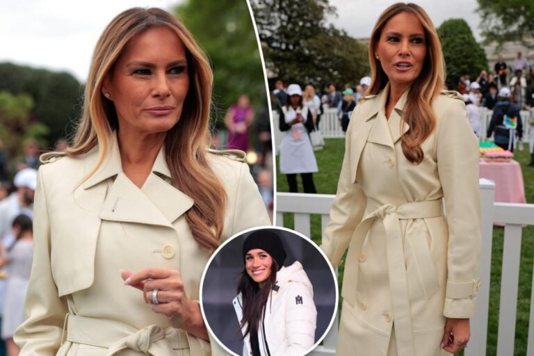 Melania Trump’s Mackage Easter coat comes from considered one of Meghan Markle’s favourite manufacturers