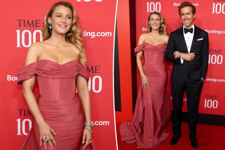 Blake Full of life rocks strapless robe for date night time with Ryan Reynolds at Time100 gala