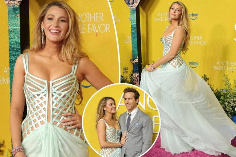Blake Energetic laces up in couture corset gown at ‘One other Easy Favor’ premiere