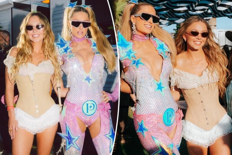 Sydney Sweeney pairs tiny lace shorts with corset and cowboy boots at Stagecoach 2025