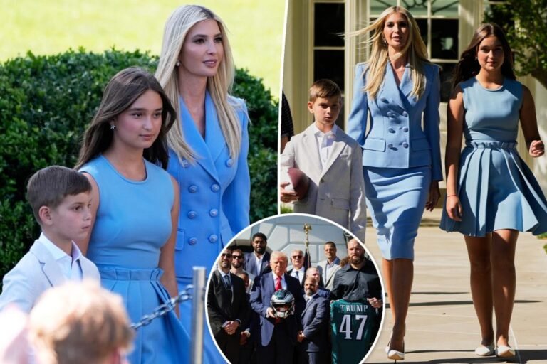 Ivanka and Arabella Trump match in blue for Eagles White Home go to