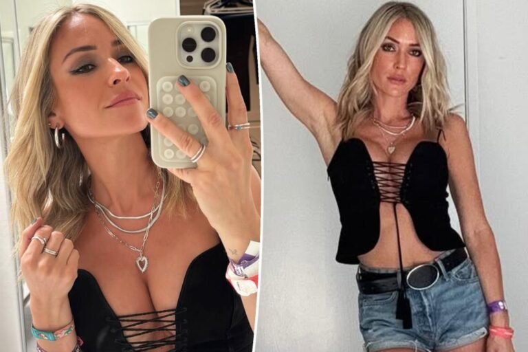 Kristin Cavallari flaunts cleavage in bustier at Stagecoach 2025