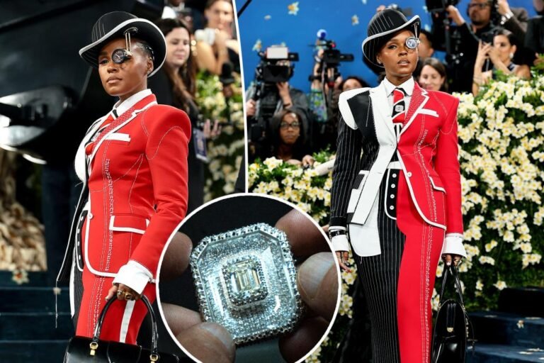 Janelle Monáe wears a diamond made from tequila on Met Gala 2025 crimson carpet