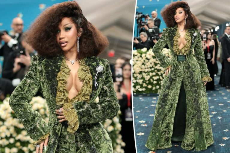 Cardi B’s plunging inexperienced Met Gala 2025 swimsuit was impressed by wallpaper