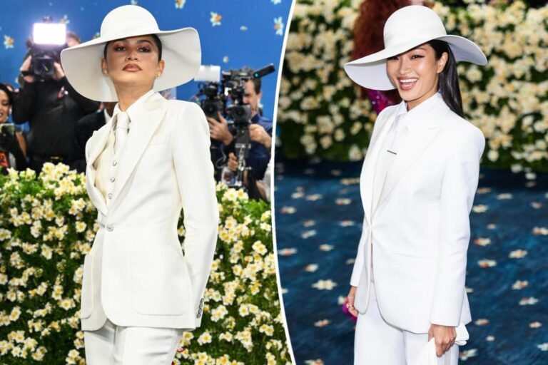Zendaya and Anna Sawai twin in white fits on the Met Gala 2025 pink carpet