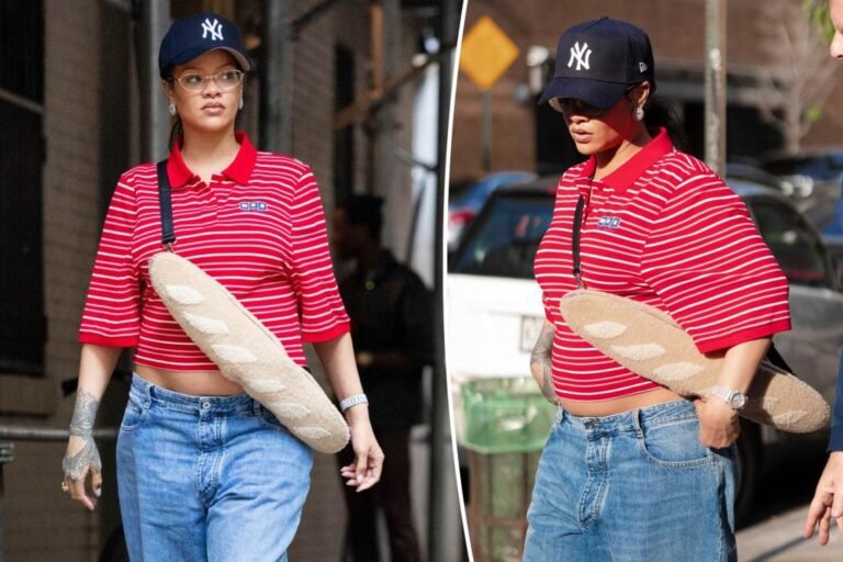 Rihanna wears purse formed like a baguette New York Metropolis