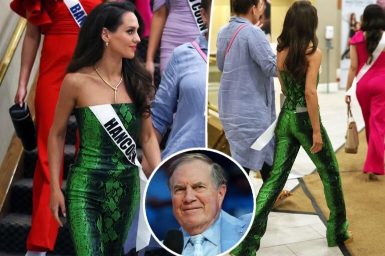 Invoice Belichick’s girlfriend, Jordon Hudson, goes glam in inexperienced snakeskin pantsuit for Miss Maine pageant Invoice Belichick’s girlfriend, Jordon Hudson, goes glam in inexperienced snakeskin pantsuit for Miss Maine pageant