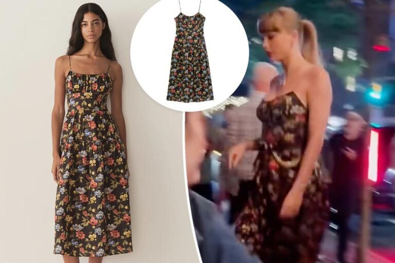 Taylor Swift had dinner at Through Carota sporting this floral Dôen gown