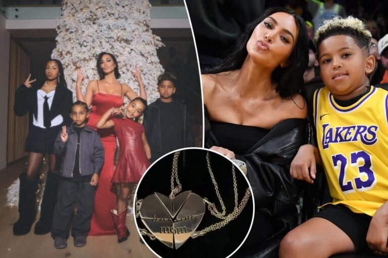 Kim Kardashian reveals off diamond-covered Mom’s Day jewellery designed by her kids