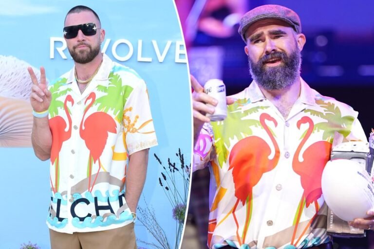 Jason Kelce wears brother Travis’ ostentatious shirt at Massive Slick Celeb Weekend charity occasion