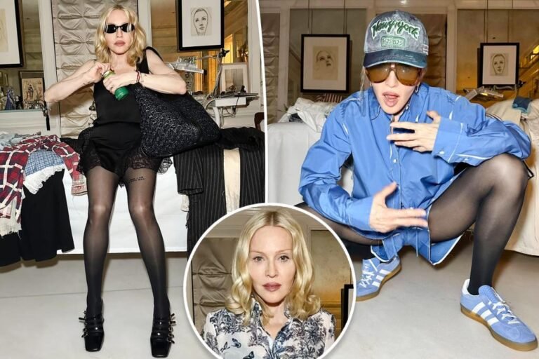 Madonna fashions a dozen outfits, together with one demure Dior costume