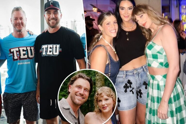 Taylor Swift wears inexperienced gingham crop prime to assist Travis Kelce at Tight Finish College celebration