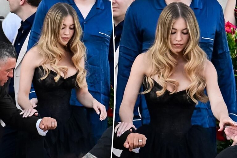 Sydney Sweeney wears black lace robe for Lauren Sánchez and Jeff Bezos’ post-wedding celebration