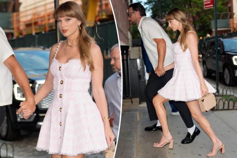 Taylor Swift rocks .5K Balmain tweed costume and Louboutins for NYC date night time with Travis Kelce