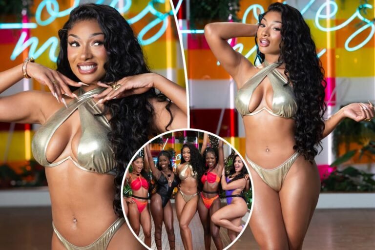 Megan Thee Stallion makes look on ‘Love Island USA’ in gold cutout bikini