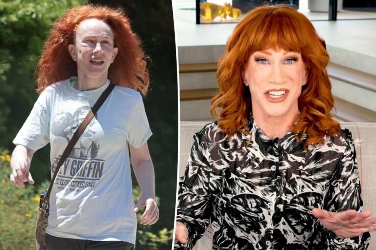Kathy Griffin steps out with wild, pure hair whereas sporting her personal merch