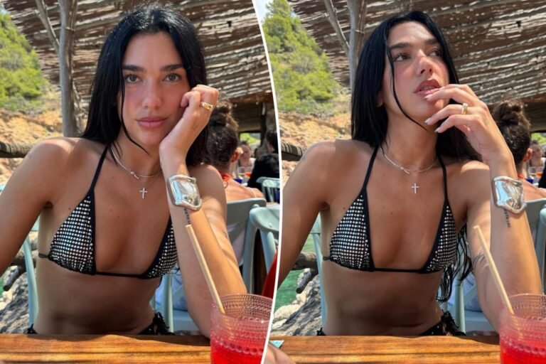 Dua Lipa kinds her studded bikini with round 0,000 in jewellery