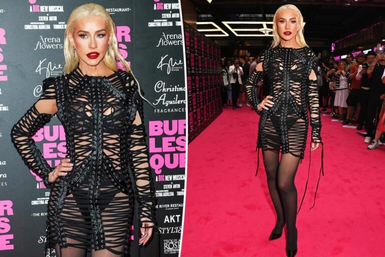Christina Aguilera is all laced up on ‘Burlesque: The Musical’ crimson carpet