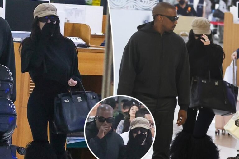 Bianca Censori totes a Birkin bag on the airport with Kanye West Bianca Censori totes a Birkin bag on the airport with Kanye West