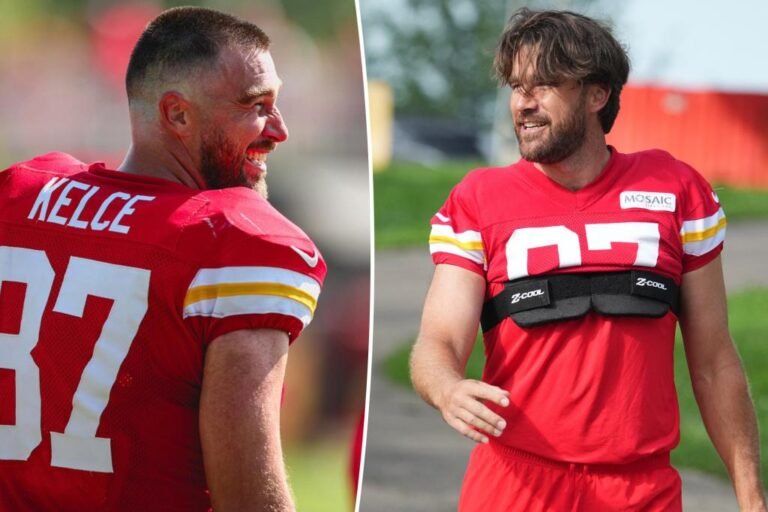 Travis Kelce debuts hair transformation at Chiefs coaching camp Travis Kelce debuts hair transformation at Chiefs coaching camp