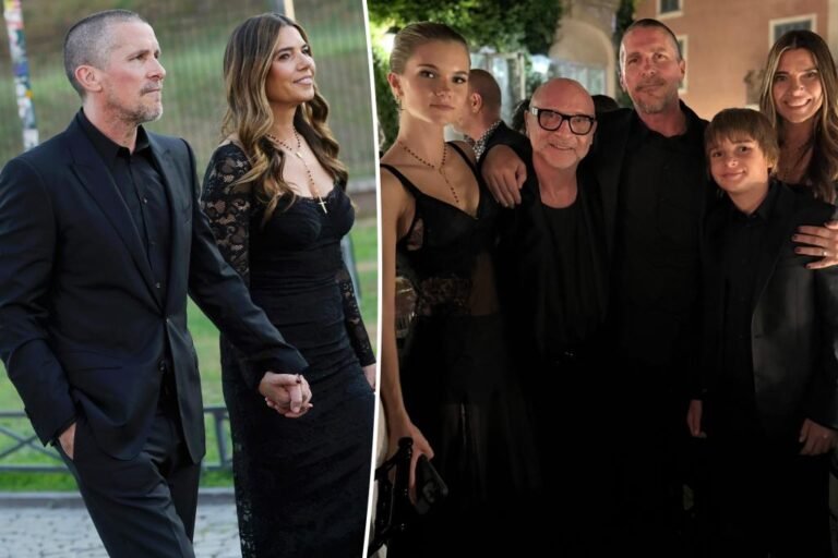 Christian Bale makes uncommon look with spouse and youngsters at Dolce & Gabbana Alta Moda couture present