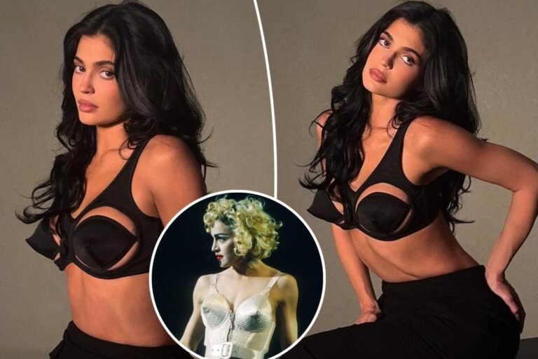 Kylie Jenner channels Madonna in cutout cone bra