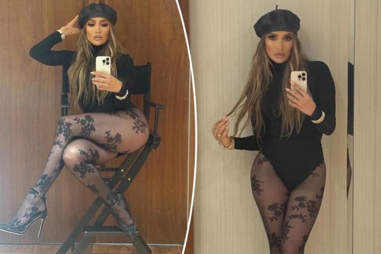 Jennifer Lopez goes pantsless in lace tights and black bodysuit Jennifer Lopez goes pantsless in lace tights and black bodysuit