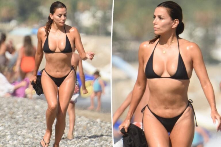 Eva Longoria, 50, stuns in black string bikini in Spain