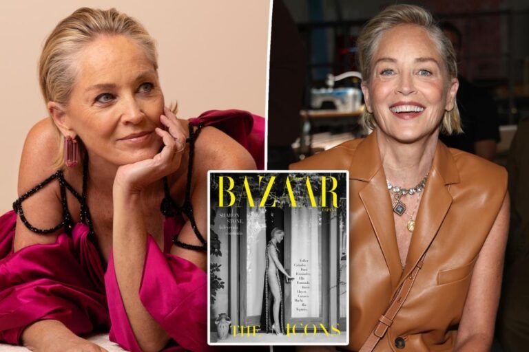 Sharon Stone ditches underwear in costume with sky-high slit