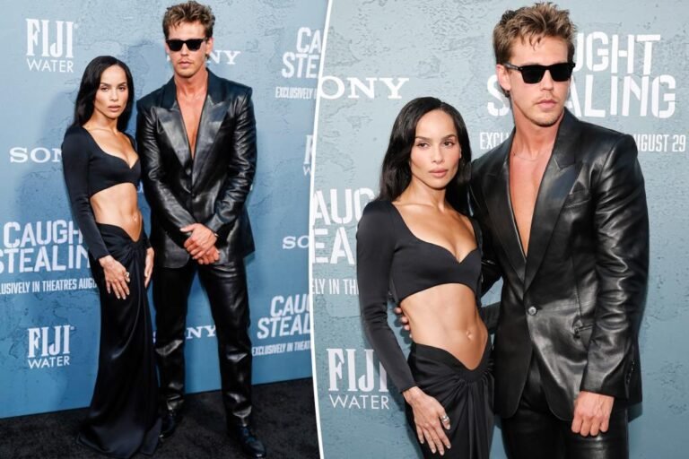 Zoë Kravitz and Austin Butler coordinate seems to be on ‘Caught Stealing’ pink carpet