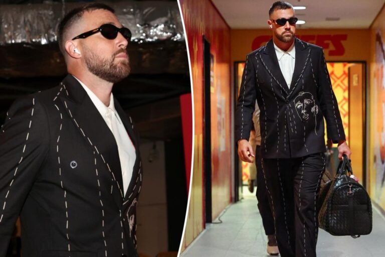 Travis Kelce rocks customized go well with to Chiefs season opener in Brazil